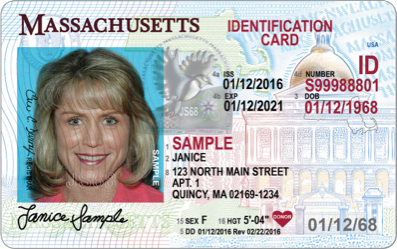 Sample Massachusetts identification card (Mass ID)