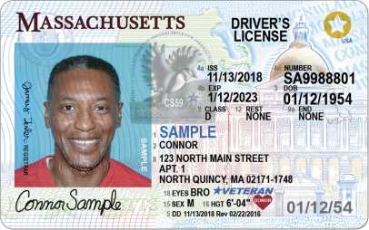 Sample Massachusetts driver's license