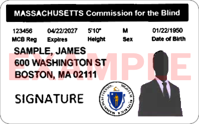 Sample Massachusetts Commission for the Blind ID.